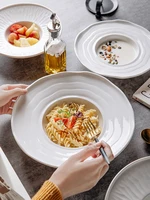 ceramic straw hat plate white striped western food steak pasta plate home fruit salad dessert plate restaurant hotel tableware