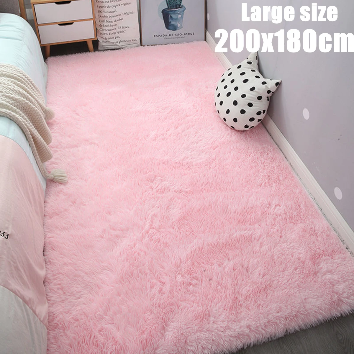 

Pink Carpet for Girls Shaggy Children's Floor Soft Mat Living Room Decoration Teen Doormat Nordic New Red Fluffy Large Size Rugs