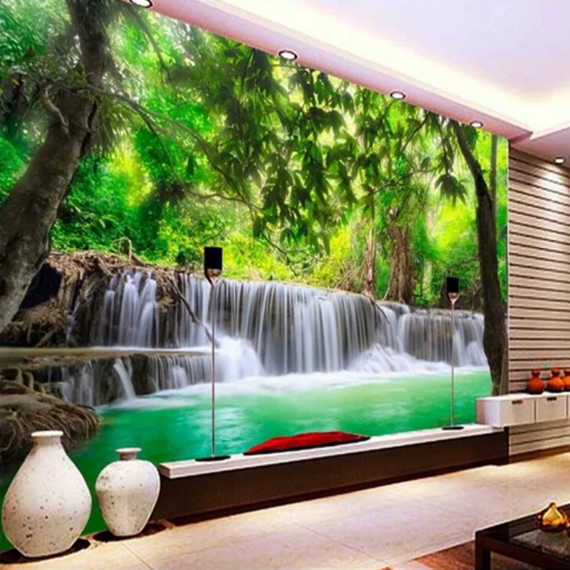 

Custom 3D Photo Wallpaper Nature Landscape Waterfall Mural Living Room TV Background Wall Murals Wallpaper Papel De Parede 3D