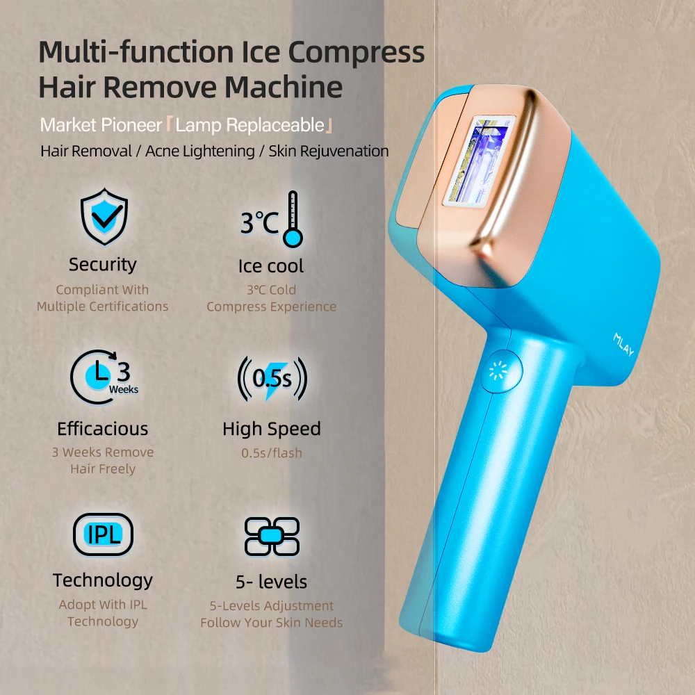 MLAY T14 Лазерная эпиляция IPL Лазерный эпилятор ICE Cold 500000 Flashes 3IN1Автомат для домашнего