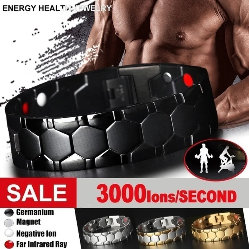 

Punk Stainless Steel Men's Bracelets Energy Magnetic Tourmaline Bracelet Health Care Jewelry Chain Charm Bracelet for Women Gift