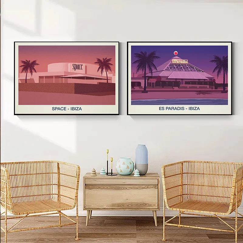 Минималистичный Постер С Принтом На Холсте Парусная Лодка Ibiza Голубой Обезьянкой