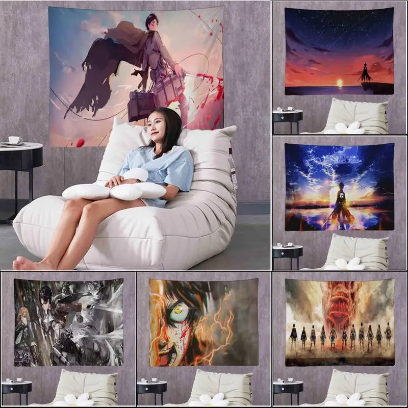 

Attack On Titan Tapestry Art Printing Cheap Hippie Wall Hanging Bohemian Wall Tapestries