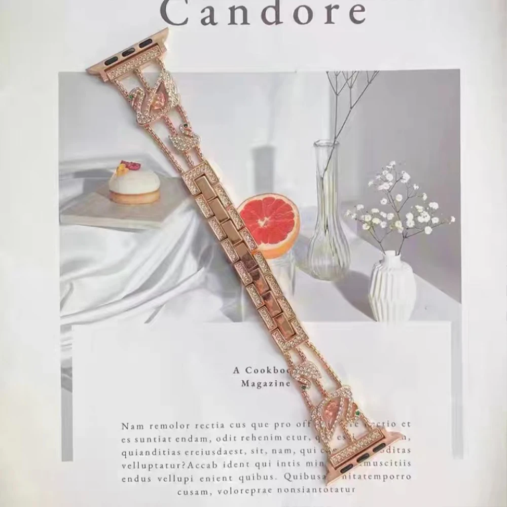 Luxury Diamond Strap for Apple Watch Ultra 49mm Women Stainless Steel Bracelet for iWatch 876543SE 45mm 41mm 40mm 44mm 38mm 42mm