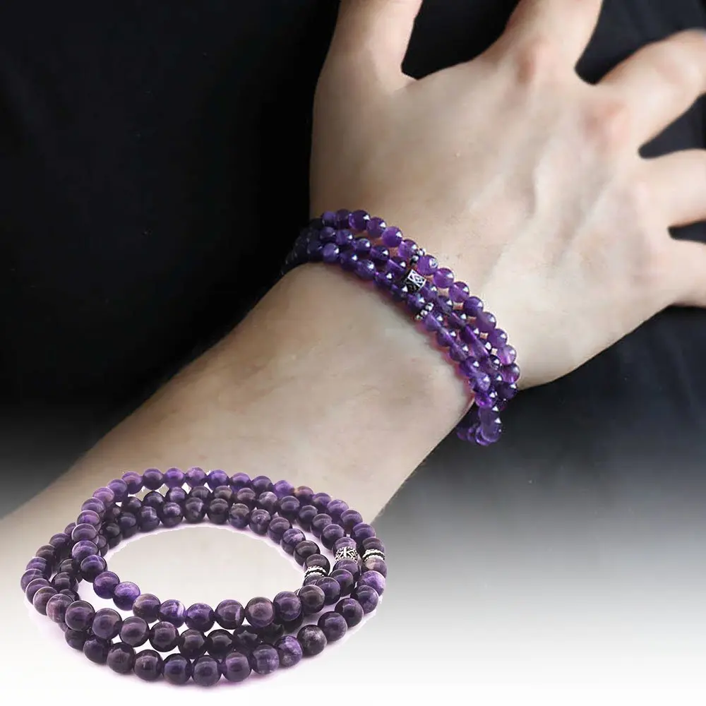 

Nipora Bracelet - Necklace - Rosary 99 Purple Amethyst Natural Stone Accessory