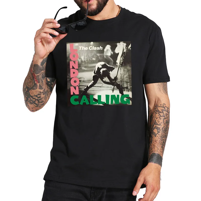 

Men Women T-shirts 100% Cotton The Clash Album London Calling Shirts Rock Band Tops Summer High Quality O-Neck Short Sleeve Tees