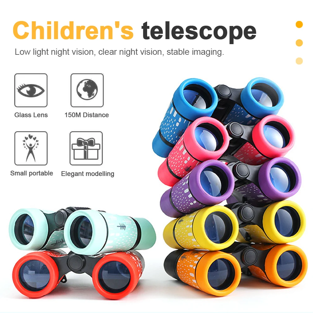 

Professional 4X30mm Kids Binocular Children Educational Learning Telescope Bird Watching Folding Optics Telescope Pink