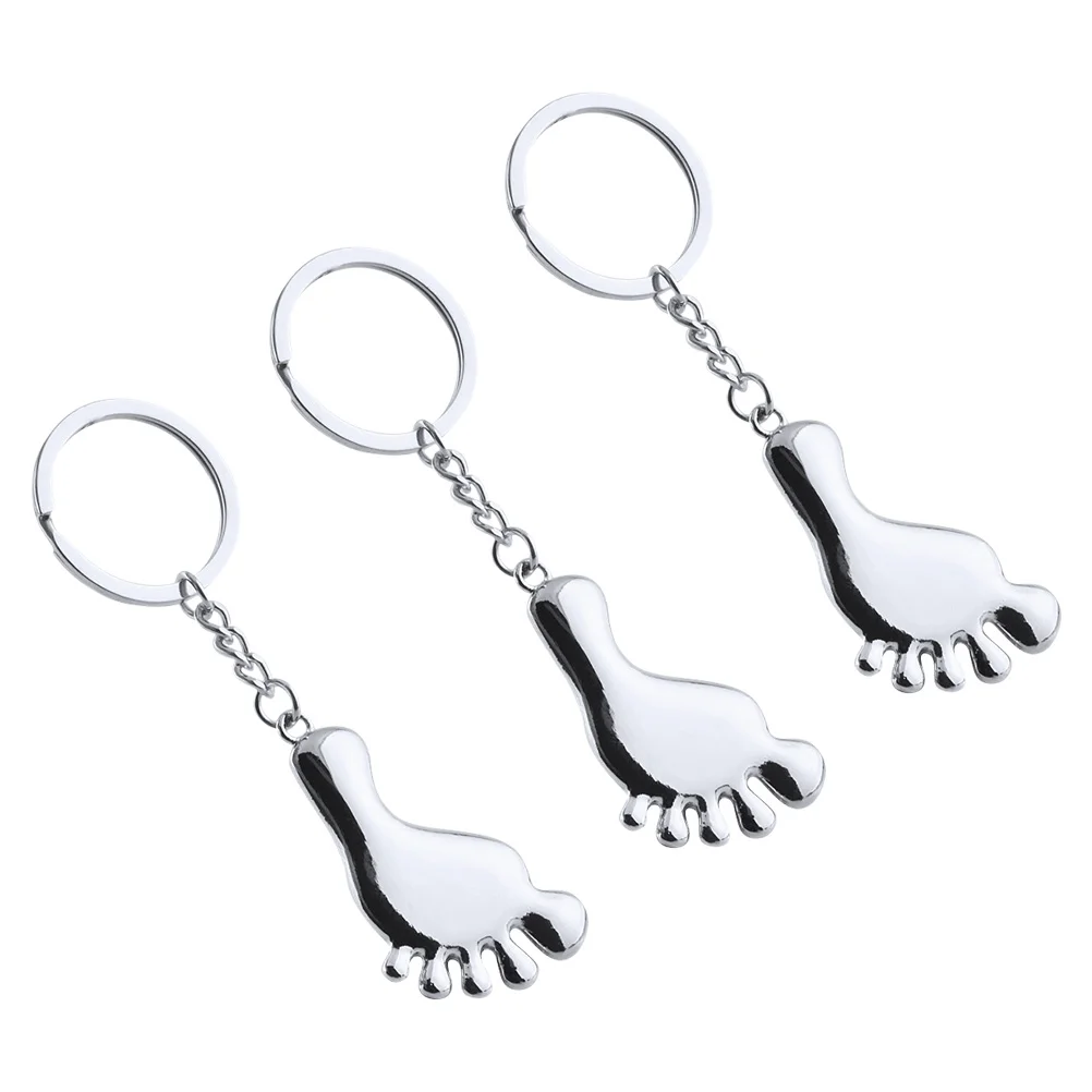 

3pcs Feet Shaped Keychain Decorative Key Ring Simple Keys Holder Pendant