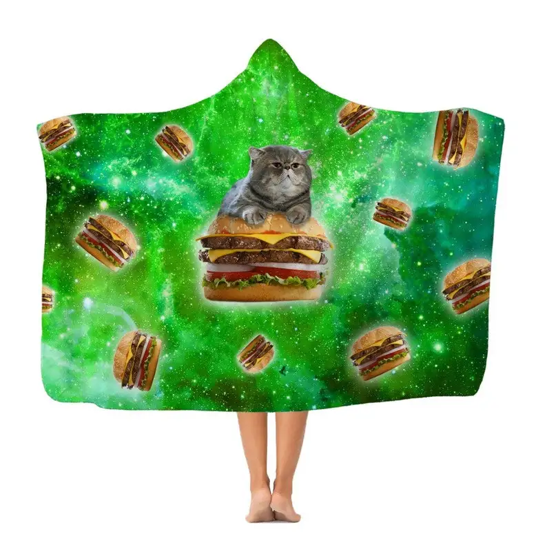 

Cat on Burger Unisex Hooded Blanket