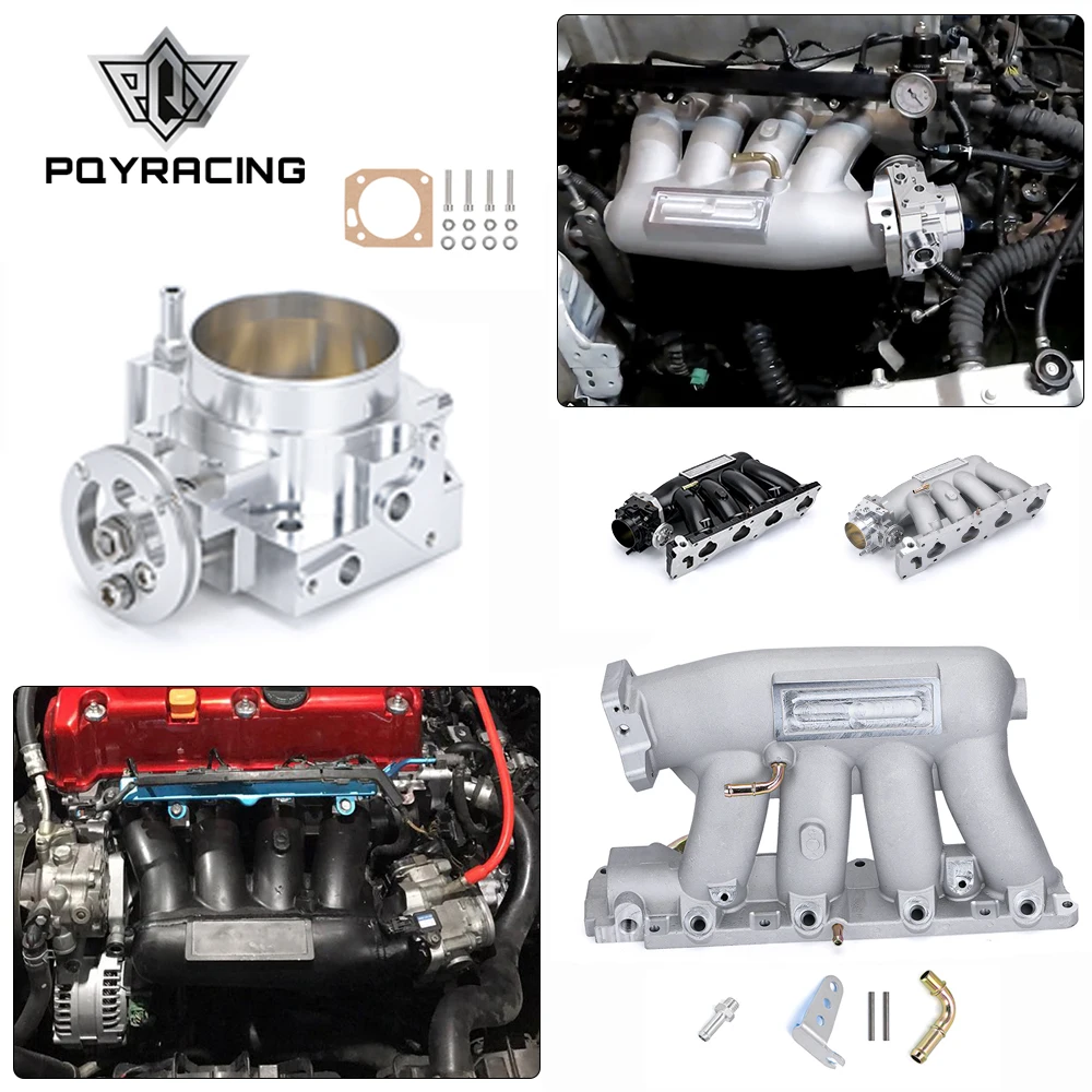 

PQY - Aluminum Intake Manifold Throttle Body For 06-11 Honda Civic 04-08 Acura TSX K20Z3 Silver/Black PQY-IM52+6951