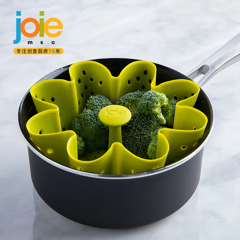 

Joie Silicone steamer Steamer with Handle compartment water barrier steamer Rack Cooking Folding steaming basket Carrying Handle