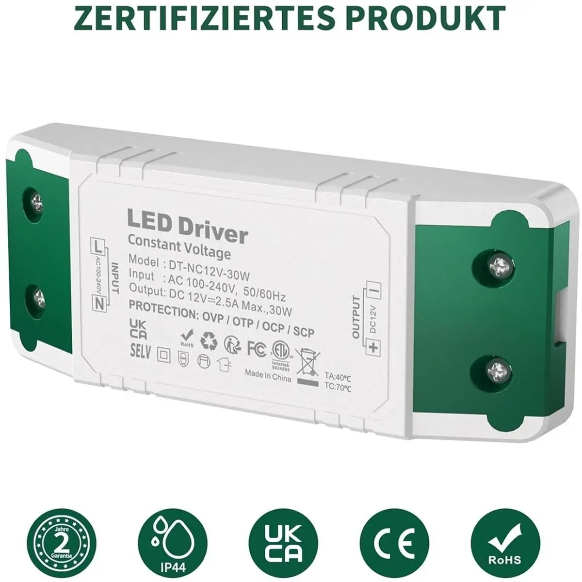 Трансформатор DT36 LED 230В на 12В, блок питания LED 12В DC 30Вт, драйвер LED 2.5А ACDC, источник питания постоянного напряжения (art.: 3920dbd43295b) - 3920dbd43295b