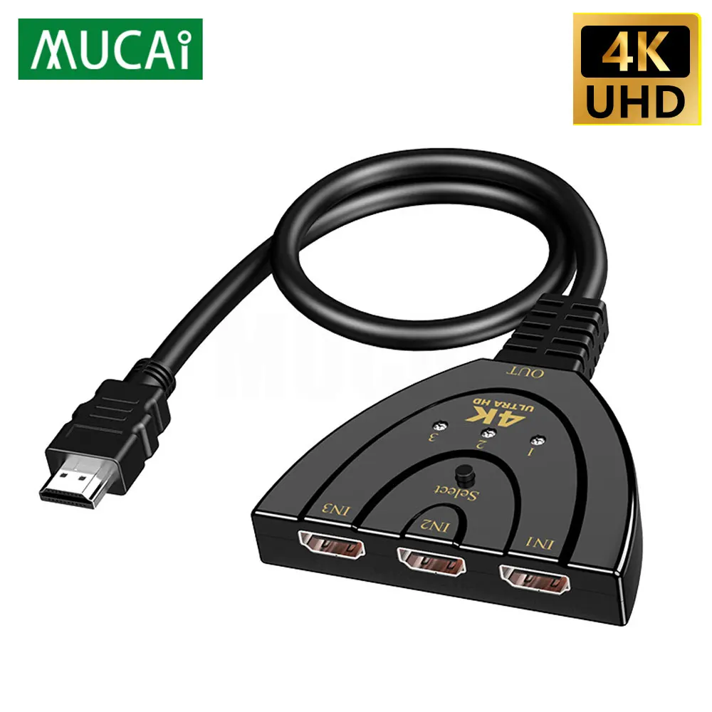 

4K*2K 3D Mini 3 Port HDMI-compatible Switch KVM 1.4b 4K Switcher Splitter 1080P 3 in 1 out Port Hub for DVD HDTV Xbox PS3 PS4