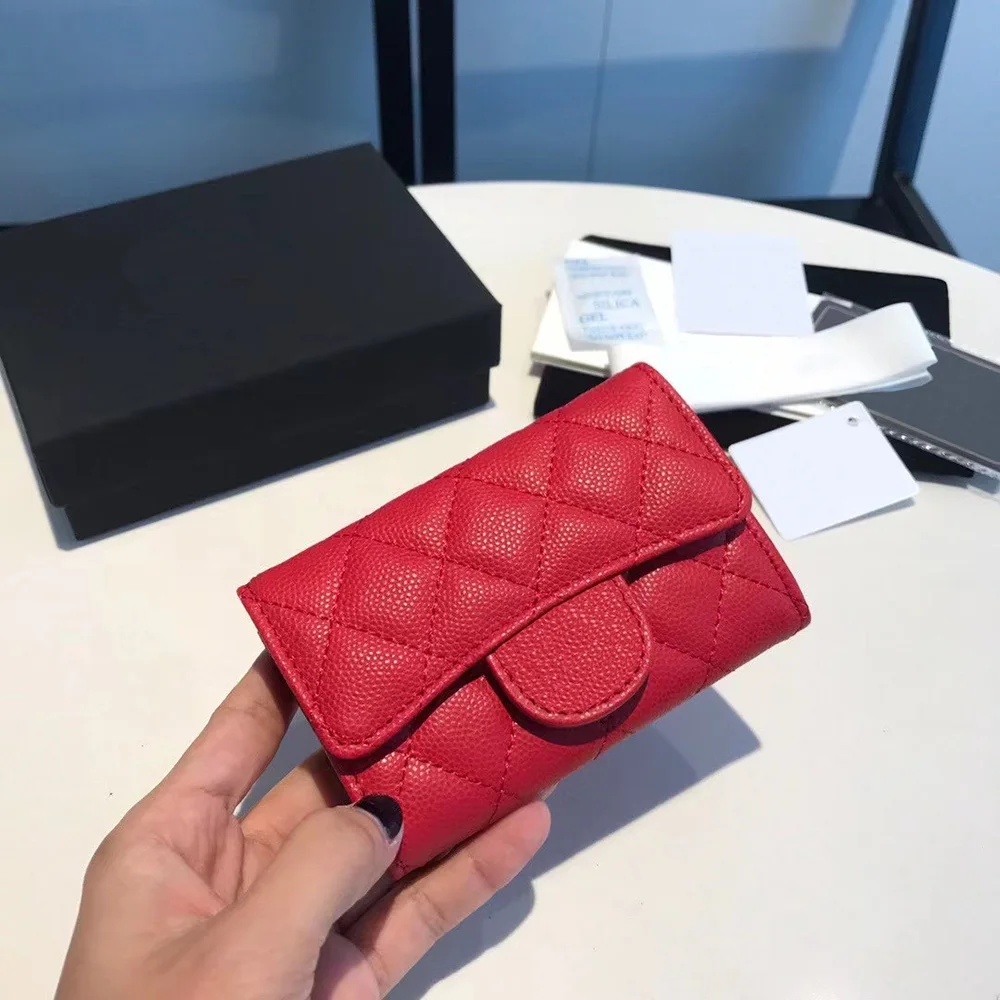 

Original Quality Luxury genuine leather Cardholder Wallet For Ladies Fashion Caviar real Leather bags Make Ringer Coin Purse