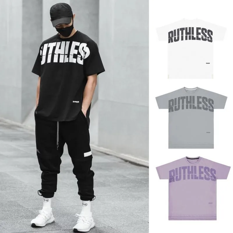 

Summer New Men Loose T-shirt Fashion Versatile Half Sleeve Short Sleeve Simple Back Printing Dark Letter Trend White T-shirts