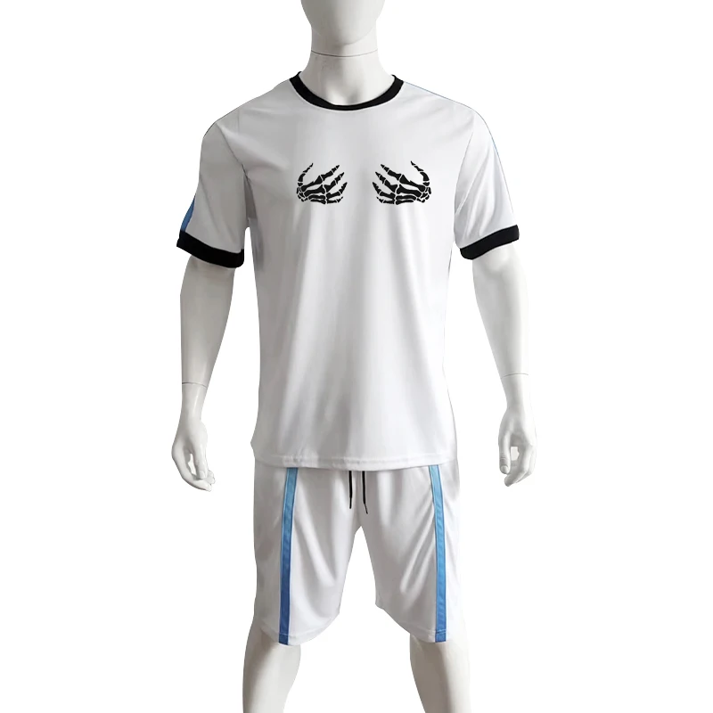 Men's Summer Color Matching Round Neck Top Personalized Printing Casual Sports Short Sleeves + Fitness Shorts