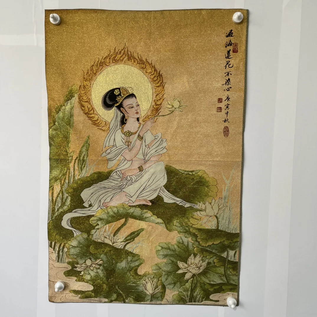 

China Old Tibet Silk Thangka Like Hanging Painting Fengshui Bodhisattva
