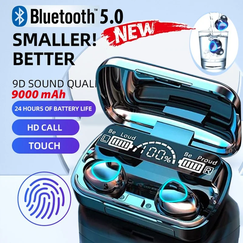 

Bluetooth 5,0 CVC8.0 Беспроводная TWS Bluetooth-гарнитура со светодиодный ным дисплеем, водонепроницаемая гарнитура, двойные наушники с блоком питания, ...