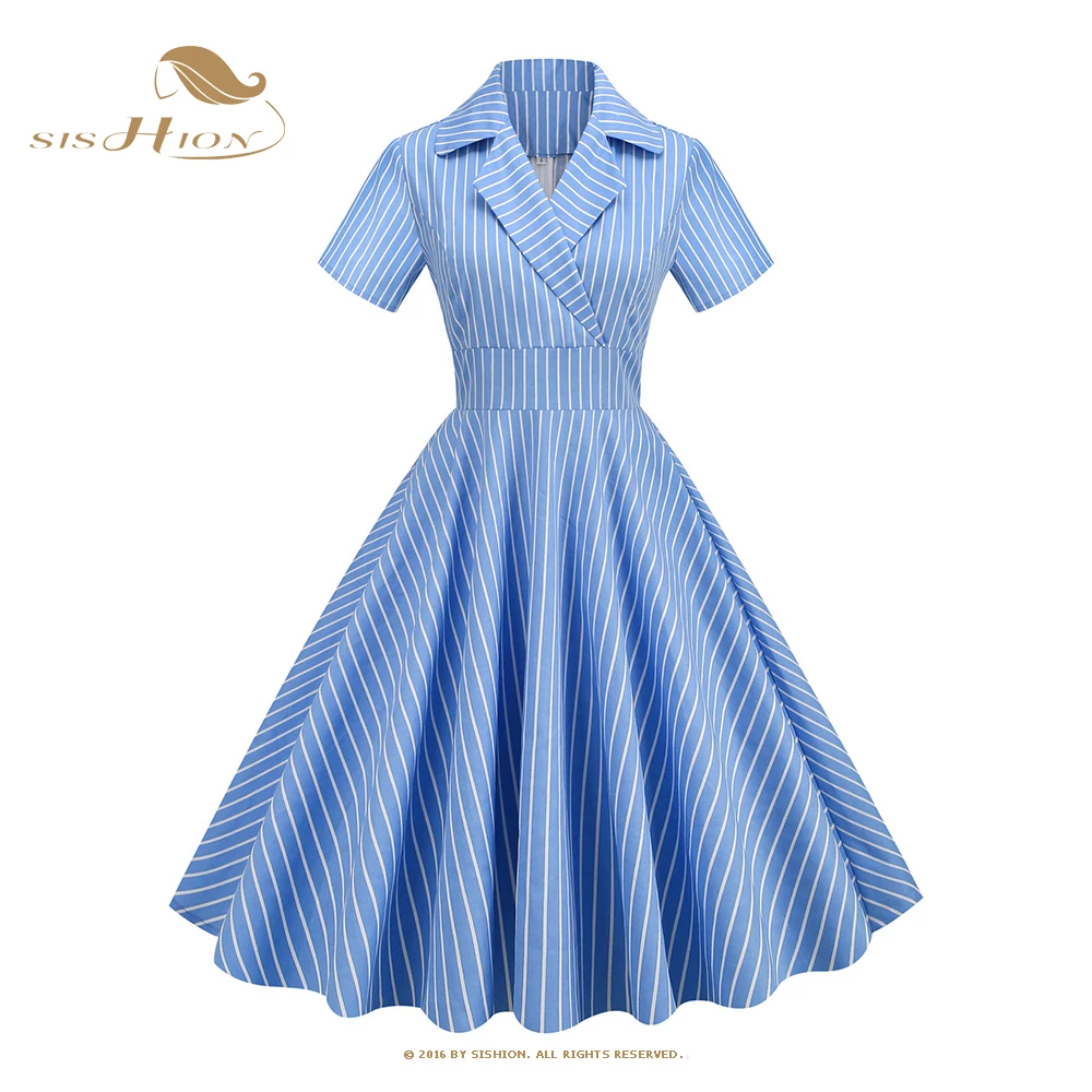 

Женское хлопковое платье ретро средней длины, платье в желтую полоску с короткими рукавами и юбкой в стиле французской Хепберн, модель VD3116 н...