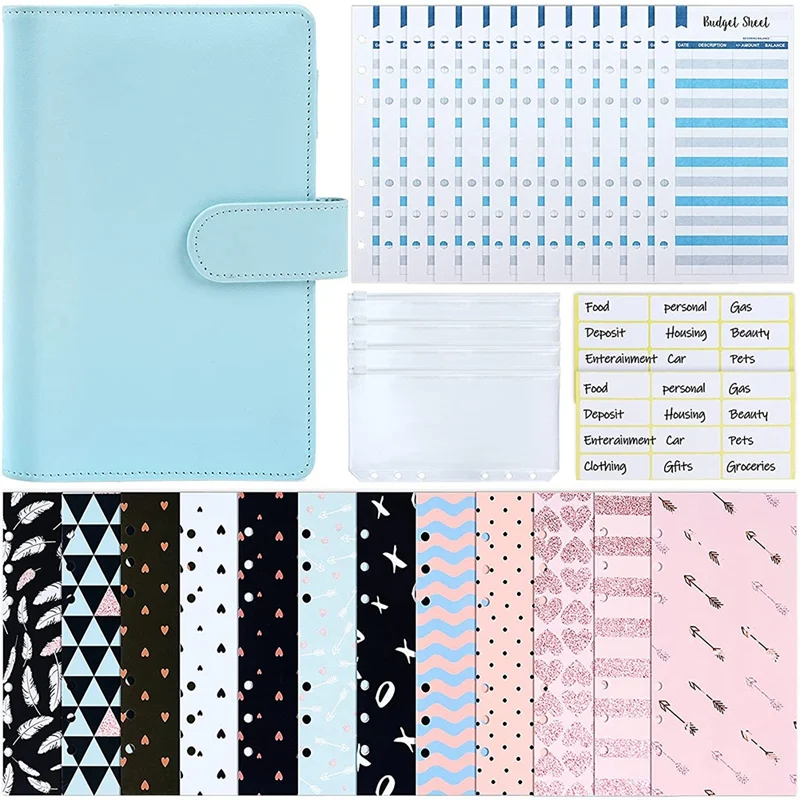 

PU Leather Budget Organizer Binder Cash Envelope System Sets, For Money Planner For Storage Cash Coins