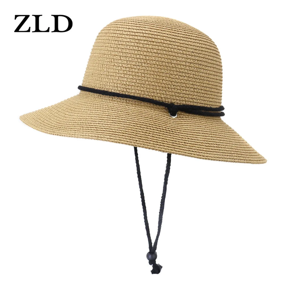 

ZLD Hat Natural Wheat Straw Hat for Women Summer Handmad Wide Brim Beach Visor Caps Holiday Fashion Caps Sombrero Playa