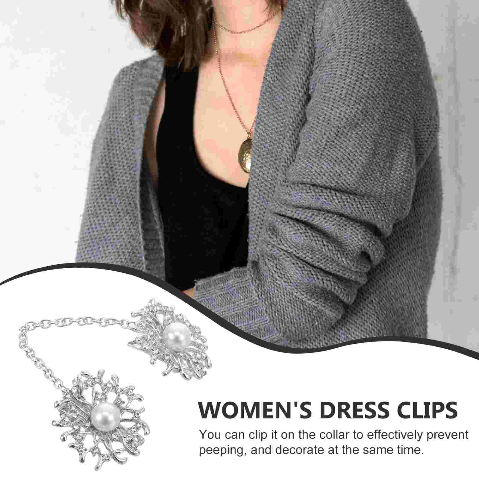 Brooches for Women's Clothing Saree Luxury Woman Free Shipping Chain Sweaters Connection Collar Clips Alloy Pearl