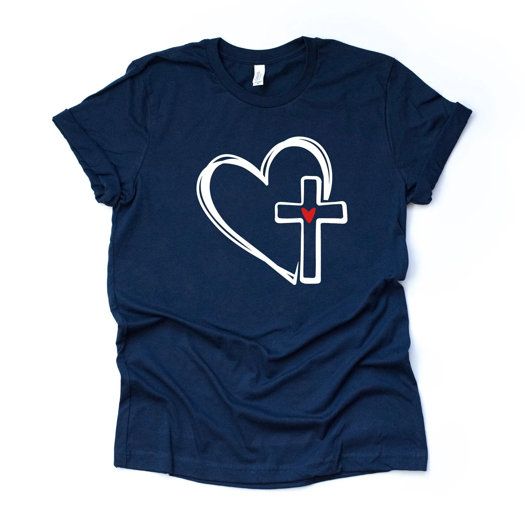 Кристианская футболка с открытым сердцем и крестом простой дизайн премиум
