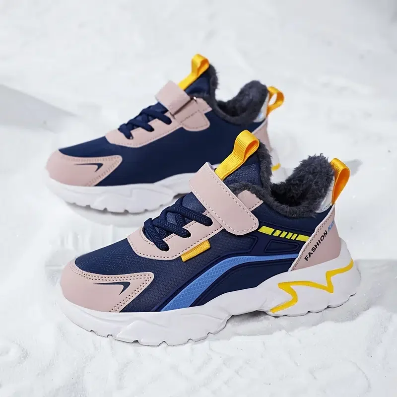 Children's Anti-skid Warm Running Shoes Soft Soled Fleece Thick Shoes Sneakers Winter New