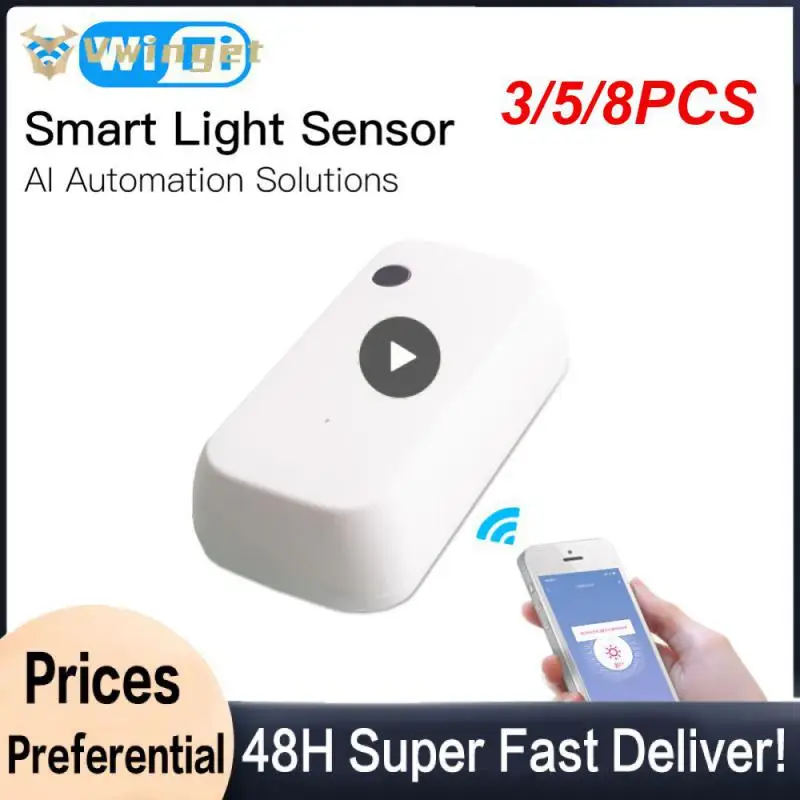 

3/5/8PCS Tuya Smart Illuminance Sensor Real-time Light Detector Brightness Detector Smart Life Wifi Light Sensor Ai Automation
