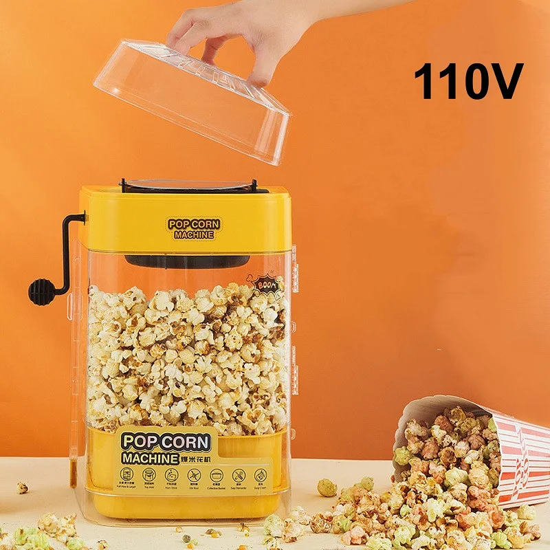 

Household Commercial Popcorn Machine Hot Air Oil Popped Corn Popper Automatic DIY Popcorn Maker Heating Non-Stick Pot