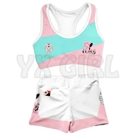 poke fairy 3d printed active wear set combo outfit yoga fitness soft shorts women for girl short sets