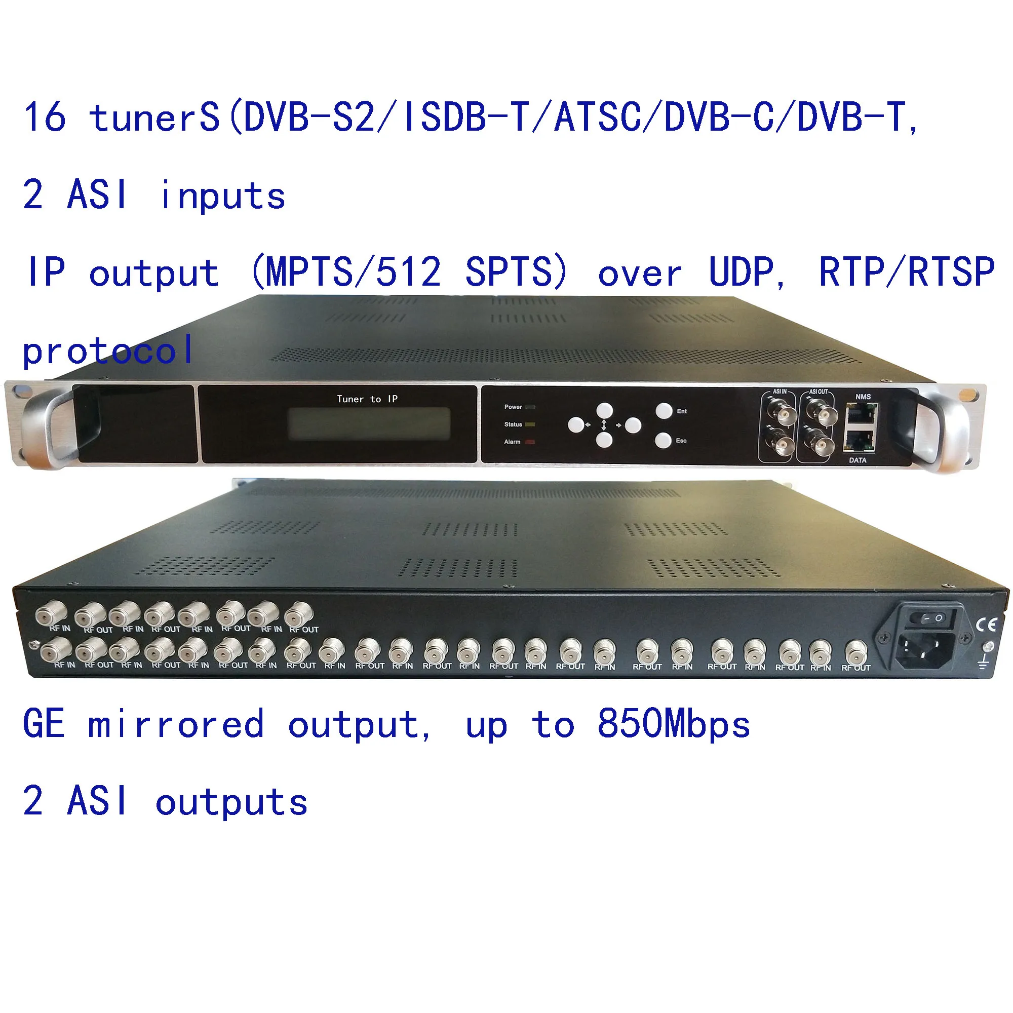 

16 DVB-S2 to IP/кодировщик ASI, Φ to IP/ASI выход, кодировщик catv, 1080P Multi-ISDB-T, DVB-T/C to IP/ASI