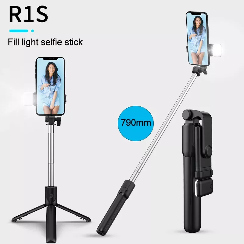 

2022 New Wireless bluetooth selfie stick foldable mini tripod with fill light shutter remote control for IOS Android Smart phone