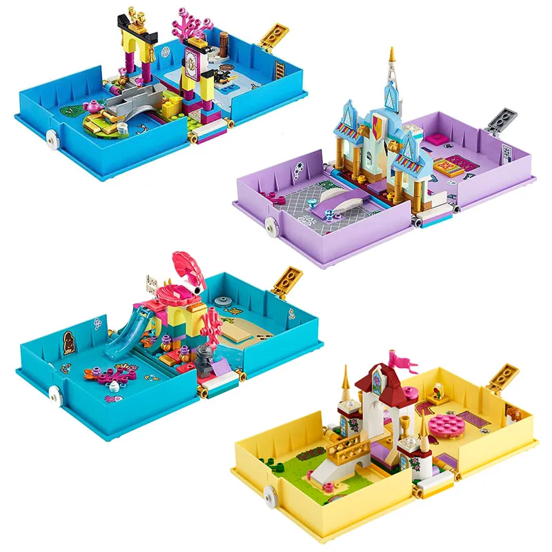 

Girls Mulan The Little Mermaid Ariel Adventures Princess Building Block Bricks 3D Story Book Model Set Toy for Kids Xmas Gift