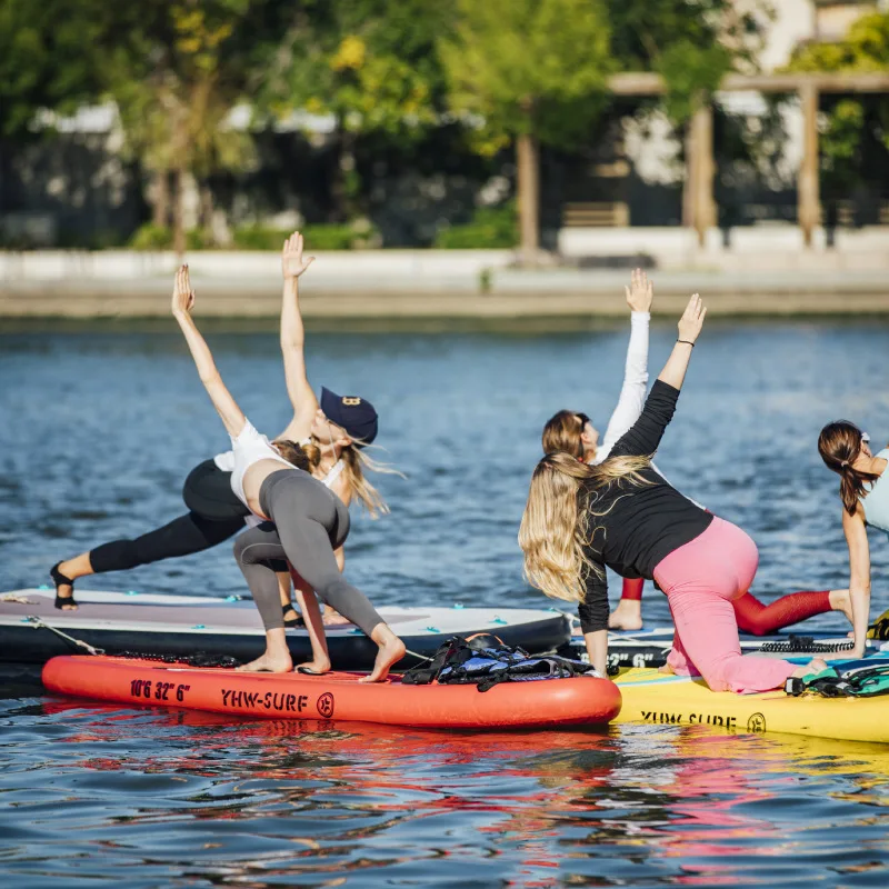 Надувная доска для серфинга стоя нескользящая SUP с воздушным насосом сумка