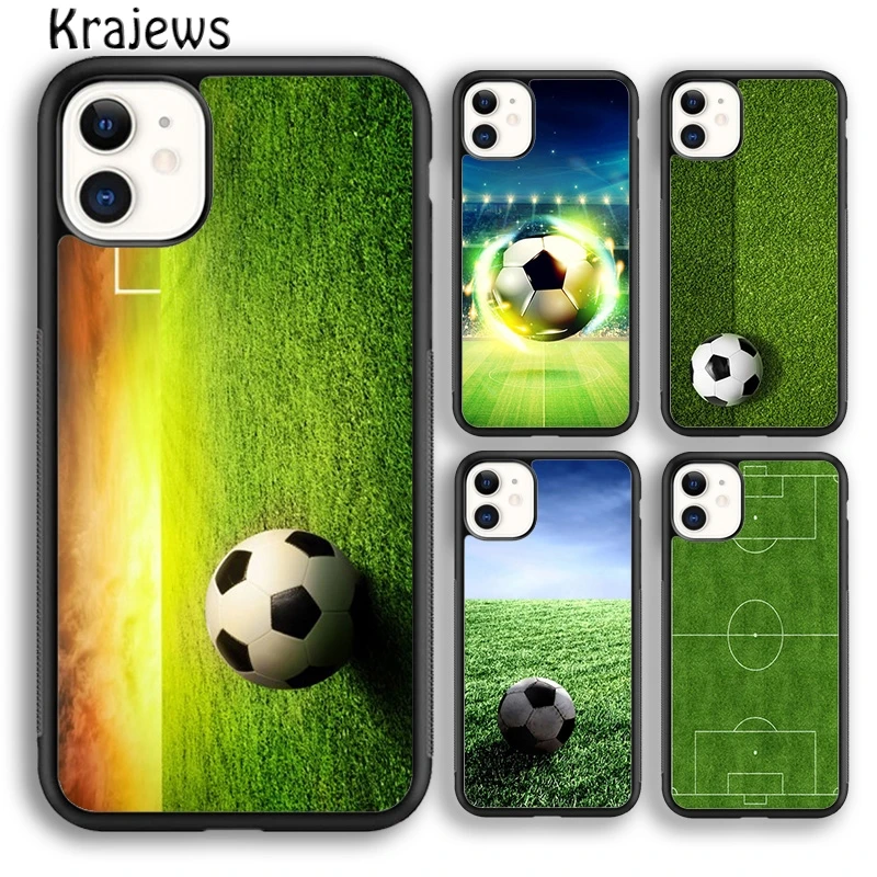 Krajews Football Field Green Phone Case Cover For iPhone 16 15 SE2020 14 6 7 8 plus 11 12 13 pro max coque Shell Fundas
