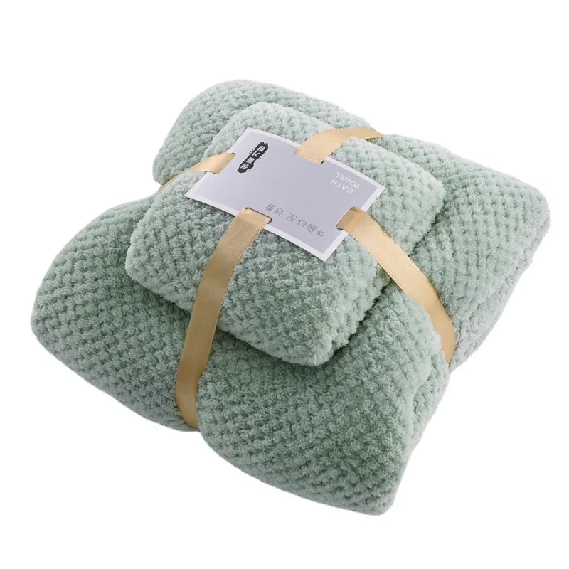 

100% Brand New Coral Velvet Soft Pineapple Grid Towel Bath Towel Set Soft Skin-friendly Home Wash Towel Plush