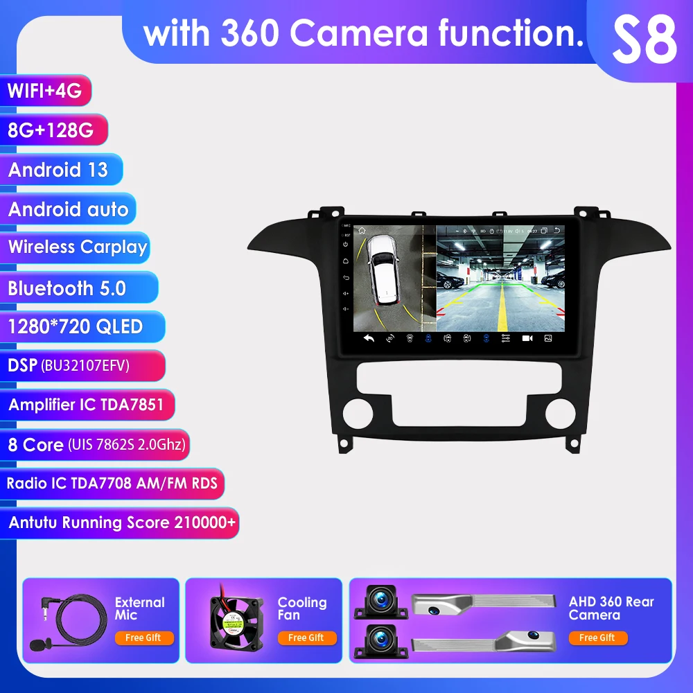 

Hizpo Wi-Fi для Ford S Max S-MAX 2007-2015 Автомобильный мультимедийный видеоплеер Радионавигация GPS Стерео Авто Android без 2din DVD 7862