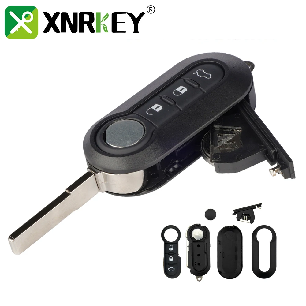 XNRKEY 2/3 Кнопка откидной Складной Дистанционный Автомобильный ключ оболочка брелок для Fiat 500 панда Punto Bravo Ducato Stilo женский чехол декодер SIP22 лезвие