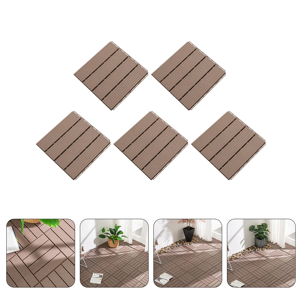 

5pcs Wood-plastic Flooring Splicing Floors Balcony Wood-plastic Floor Home Decor