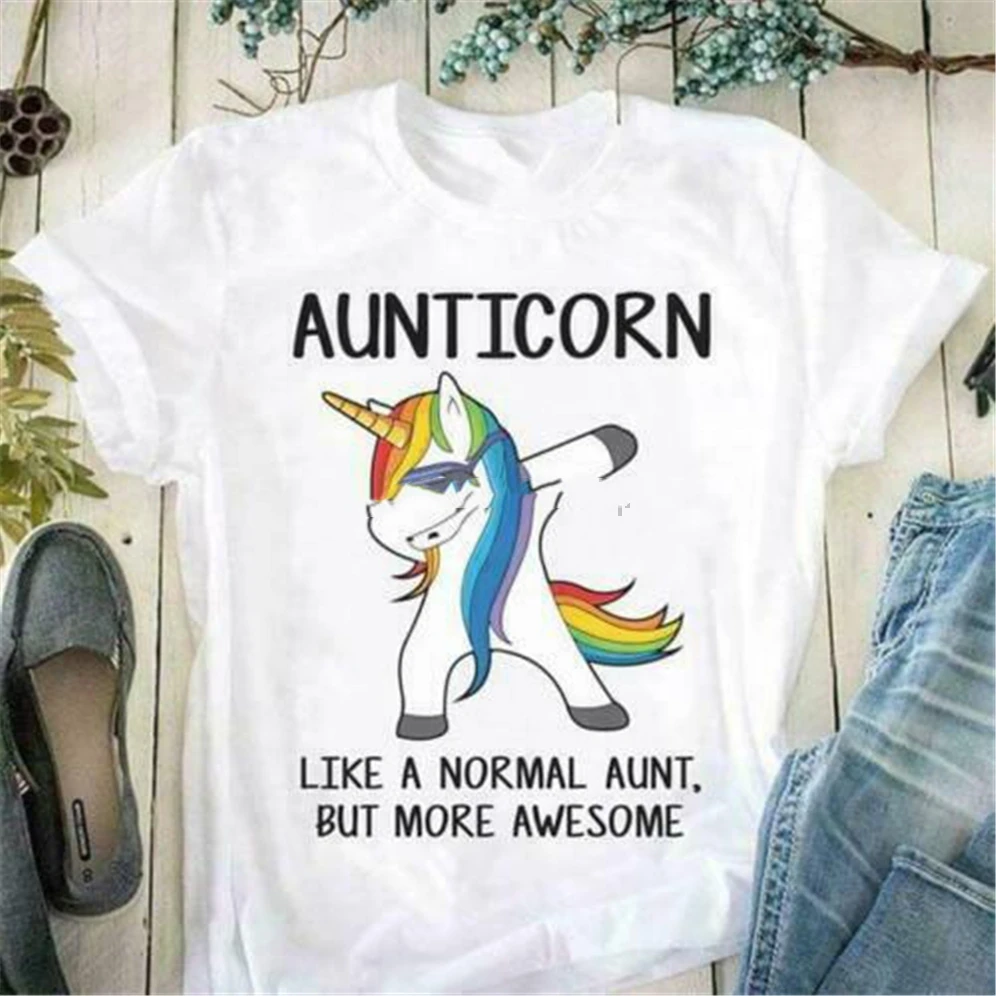 

Aunticorn Like A Normal Aunt But More Awesome Ladies T-Shirt Cotton S-3Xl New Trends Tee Shirt