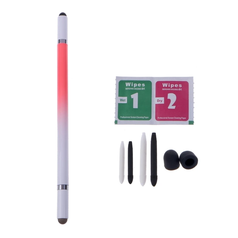 

4 In 1 Stylus for Touch Screen Pen Pencil Disc Cloth & Fibre Precision- Tips