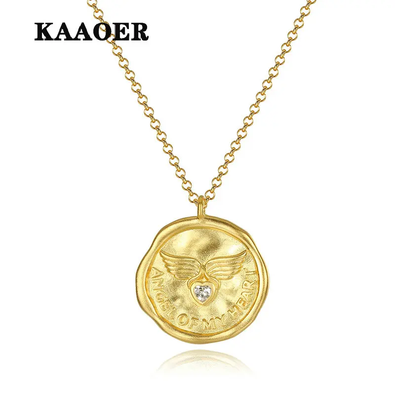 

KAAOER 2022 NEW 100% S925 Original angel eye round brand necklace simple design temperament retro clavicle chain female niche
