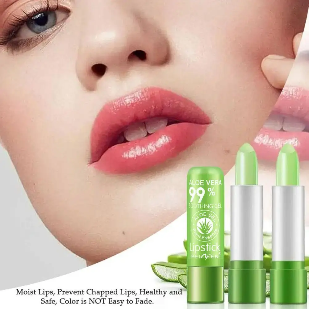 

1PC Moisture Lip Balm Long-Lasting Natural Aloe Vera Color Lipstick Mood Changing Lasting Aging Lipstick Anti Moisturizing S1T7