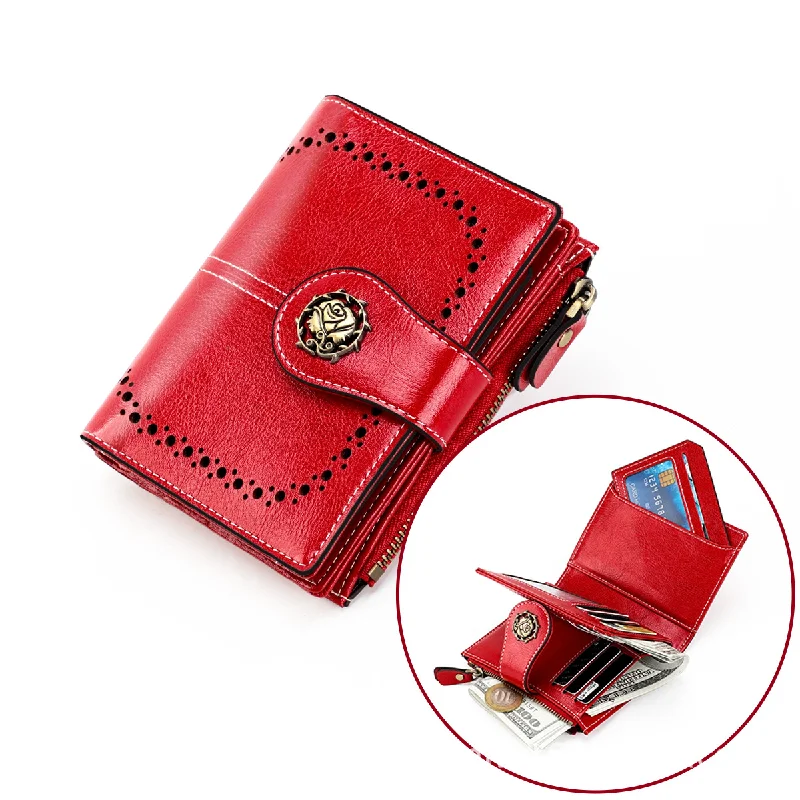 

Women's Wallet Leather Wallet Multi color Selection Cowhide Short Style Card Bag Zipper Buckle British Style Free Shipping
