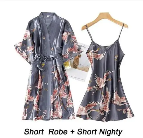 

Ночная рубашка для невесты, платье-кимоно, Свадебный Женский Повседневный кружевной ночной комплект, халат, искусственный шелк, сексуальная ночная рубашка, Халат
