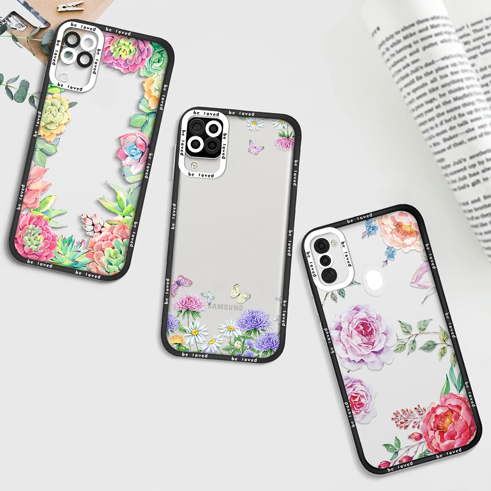 

Colorful Painted Flower Case for Samsung A11 A12 A71 A21S A32 4G A52 A52S A53 5G A72 S22 Plus S22Ultra Clear Coque Soft Cover