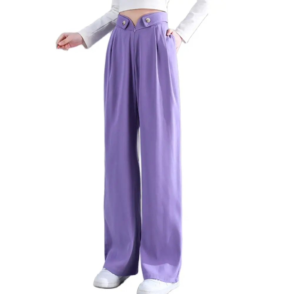 

Fashion Chic waist design trousers women's 2022 spring new straight high waist wide leg casual pants women's clothing Bottoms