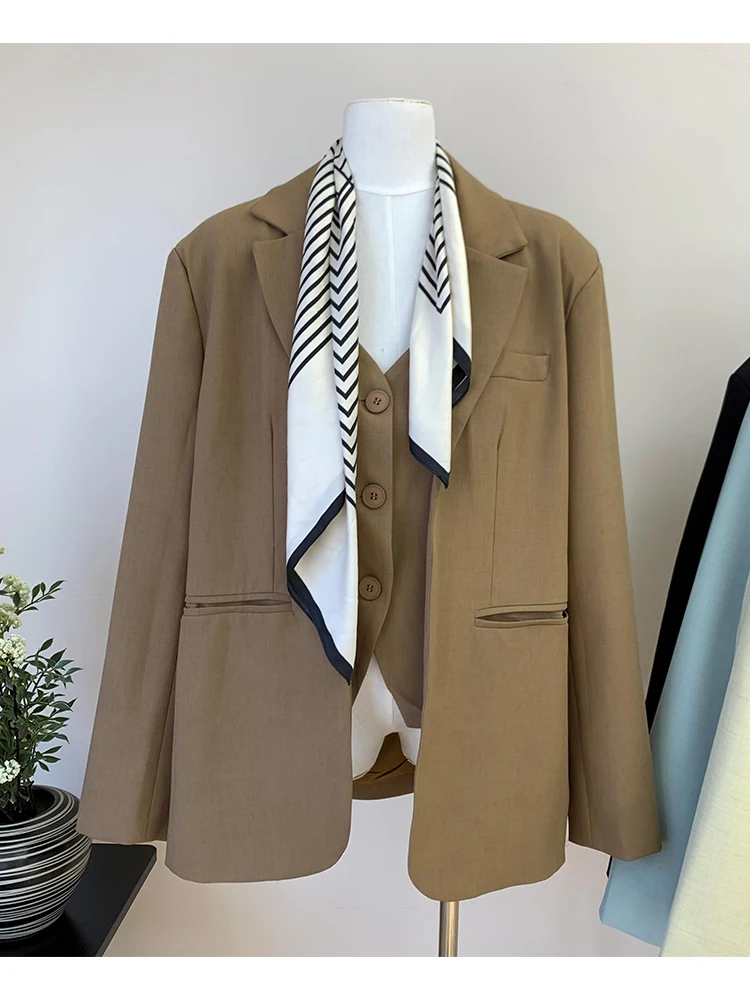 

Женский винтажный блейзер из двух предметов, Осень-зима, модная офисная верхняя одежда, однобортные женские деловые куртки, костюмы, пальто