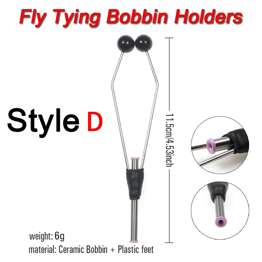 ICERIO 1PCS Fishing Fly Tying Tools Bobbin Holders Arc mouth Bullet Head Ceramic Inserts Bobbin Holders Delrin Feet